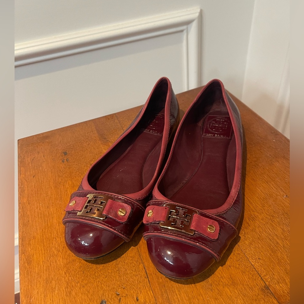 Tory Burch Red Patent Leather Aaden Ballet Flats Sz. 8